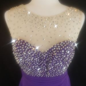 Purple sequined and beaded gown